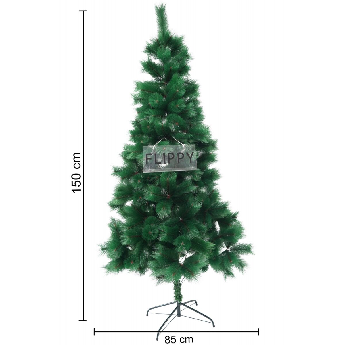 Brad artificial de Craciun tip pin, inaltime 150 cm, diametru 85 cm, 160 ramuri cu ace 3D 12 cm, Embo, verde, suport metalic inclus - imagine 6
