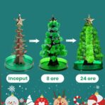 Brad Copac de Hartie Infloritor pe Apa, Embo, Jucarie Brad Magic Infloritor de Craciun, Crestere Lenta in 8-24 h, Decoratiune de Craciun, 16.5 x 9.5 x 9.5 cm, Verde - imagine 6