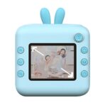 Camera Instantanee pentru Copii, Embo, cu Functie de Printare, Cablu USB-C, Bluetooth, Compatibil iOS/Android, Imprimare APP, Model Iepure, Snur de Agatat Inclus, Albastru - imagine 3