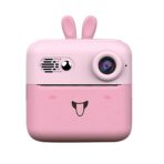 Camera Instantanee pentru Copii, Embo, cu Functie de Printare, Cablu USB-C, Bluetooth, Compatibil iOS/Android, Imprimare APP, Model Iepure, Snur de Agatat Inclus, Roz
