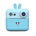 Camera Instantanee pentru Copii, Embo, cu Functie de Printare, Cablu USB-C, Bluetooth, Compatibil iOS/Android, Imprimare APP, Model Iepure, Snur de Agatat Inclus, Albastru