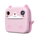 Camera Instantanee pentru Copii, Embo, cu Functie de Printare, Camera Frontala + Selfie, Cablu USB-C, Bluetooth, Compatibil iOS/Android, Imprimare APP, Model Pisica, Roz