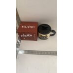 Cana din Ceramica, Embo, Model in Cutie pentru Cadou, Cana pentru Ceai, Cafea, Cana Retro Design Capac cu Figurina 3D, 9.5 x 8 x 8 cm, 360 ml, Bej, Print Pisica Galben Negru - imagine 4