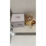 Cana din Ceramica, Embo, Model Urs pentru Baieti, Cana Universala, Cana pentru Ceai, Cana cu Lingura Metalica si Capac, 9.6 x  9.5 x 9.5 cm, 400 ml Bej - imagine 4