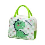 Geanta Termoizolanta pentru Copii, Embo, 23x13x19 cm, Model Imprimeu Dinozaur, din Folie de Aluminiu si Panza Oxford, Verde