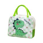 Geanta Termoizolanta pentru Copii, Embo, 23x13x19 cm, Model Imprimeu Dinozaur, din Folie de Aluminiu si Panza Oxford, Verde