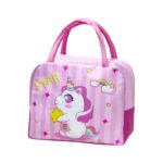 Geanta Termoizolanta pentru Copii, Embo, 23x13x19 cm, Model Imprimeu Unicorn, din Folie de Aluminiu si Panza Oxford, Roz