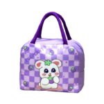Geanta Termoizolanta pentru Copii, Embo, 23x13x19 cm, Model Imprimeu Iepuras, din Folie de Aluminiu si Panza Oxford, Mov