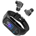 Ceas Smartwatch 2 in 1, cu Casti Bluetooth, N8 TWS, Plug in Lateral, Afisaj 1.47 inch, Rezolutie 172*320, Negru - imagine 3