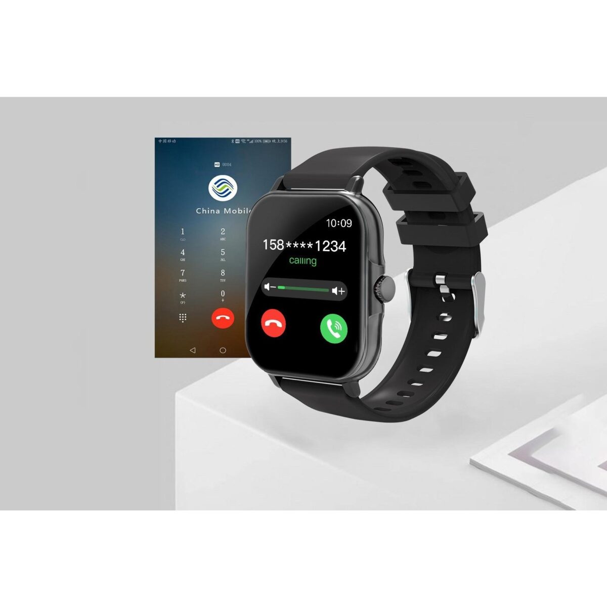 Ceas Smartwatch, Embo, Editia H15, Apeluri Bluetooth, Afisaj 1.81 inch, Rezolutie 240 x 284, Puls, Siri, Baterie 180 mAh, Negru - imagine 5