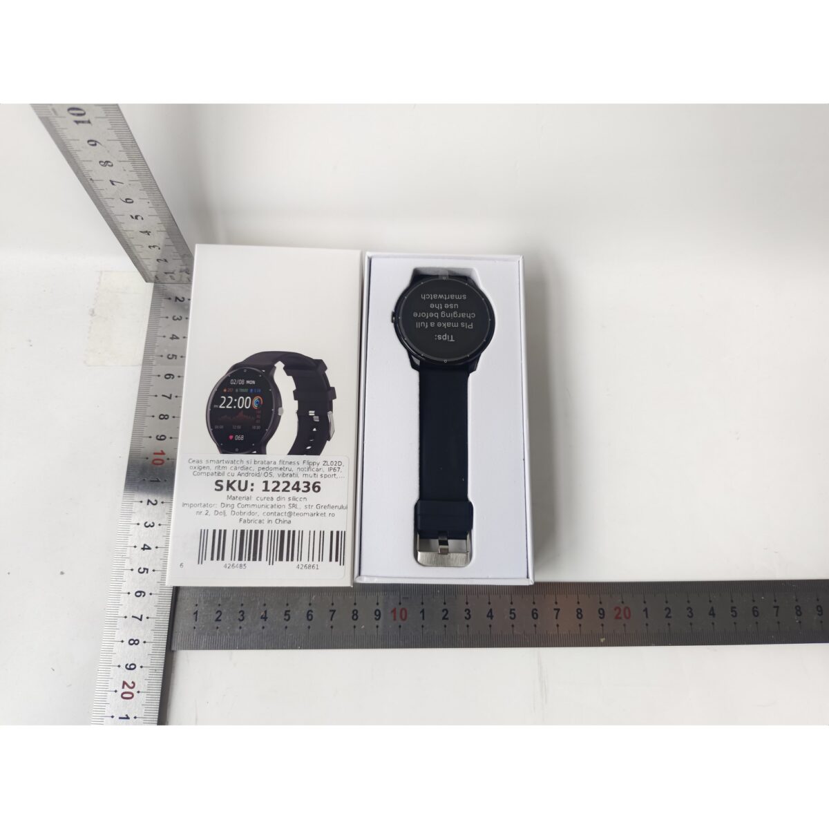 Ceas smartwatch si bratara fitness Embo ZL02D, oxigen, ritm cardiac, pedometru, notificari, IP67, Compatibil cu Android/iOS, vibratii, multi sport, Negru - imagine 9