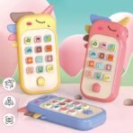 Jucarie Interactiva, Embo, Telefon Inteligent, Model Unicorn, Functii Educative, Muzicale si Voce, 4-6 ani, 19 x 11.5 cm, din Plastic, Galben - imagine 2