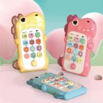 Jucarie Interactiva, Embo, Telefon Inteligent, Model Dinozaur, Functii Educative, Muzicale si Voce, 4-6 ani, 19 x 11.5 cm, din Plastic, Galben - imagine 2
