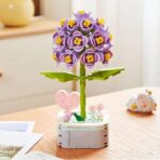 Set de Constructie Zambila in Ghiveci, Embo, 4 Ani, Ornament Creativ, 16.5x6.2 cm, Mov - imagine 4