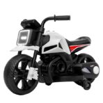 Motocicleta Electrica cu 2 Roti Mari si 2 Roti Ajutatoare, Embo, Acumulator Incarcare, Anti-Rasturnare, Lumini, Muzica, Motor:380, Baterie 6V4.5, 41.5x70x34 cm, 4.5 Kg, 3 Ani+, Alb Negru - imagine 2