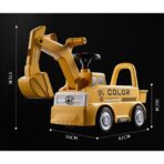 Excavator Manual pentru copii, Embo, 3 ani, Sport, Claxon, Cutie Depozitare, Lumini, Scaun, 62x26x47 cm, Galben - imagine 4