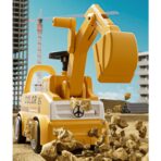 Excavator Manual pentru copii, Embo, 3 ani, Sport, Claxon, Cutie Depozitare, Lumini, Scaun, 62x26x47 cm, Galben - imagine 10