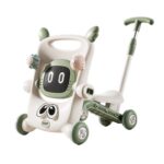 Antemergator pentru Copii 8 in 1, Embo, Multifunctional, cu Maner de Impingere Detasabil, Scuter, Trotineta, Scaun Reglabil, Tavita Detasabila, Stabil, Antiderapant, 4 Roti, 56x44x64cm, 9-12 Luni, Verde