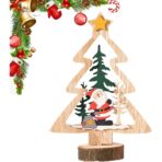 Decoratiune de Craciun, Embo, din Lemn, 13.5 x 20 cm, Model Brad cu Stea Galbena, Multicolor - imagine 5
