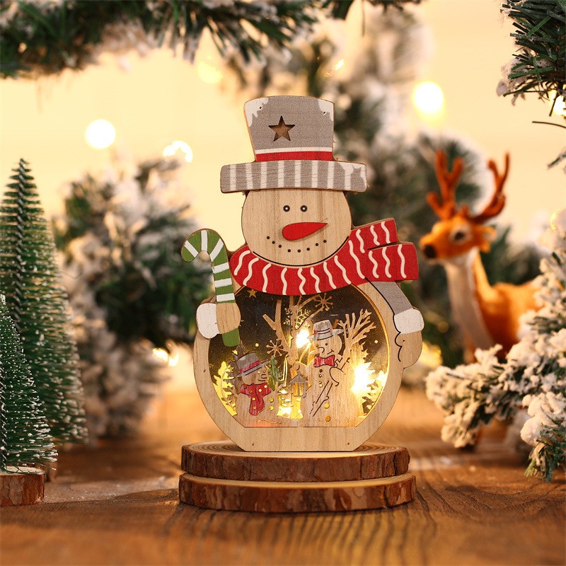 christmas-decorations-led-luminous-santa-claus-shape-wooden-christmas-decorations-hotel-window-decor-main-687770212530a Decoratiune de Craciun, Embo, cu Lumini LED, din Lemn, 16 x 10.5 x 3.5 cm, Model Om de Zapada, Multicolor - imagine 2