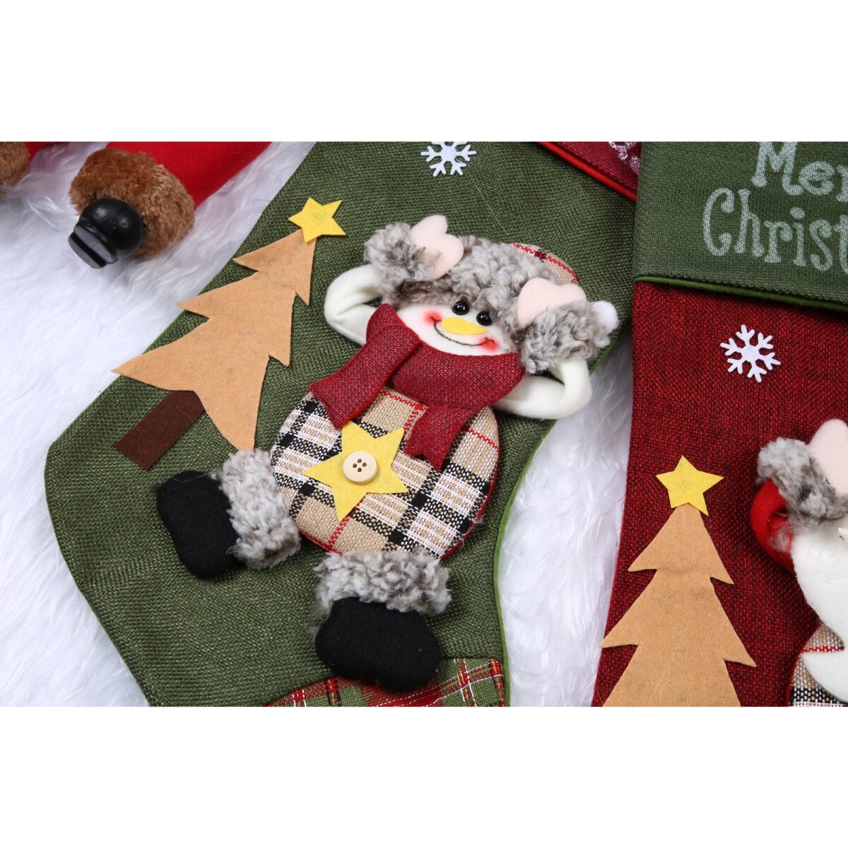 Ciorap Cadouri,Embo,cu model elf,verde, marimea 20x40 cm, textil, interior - imagine 2