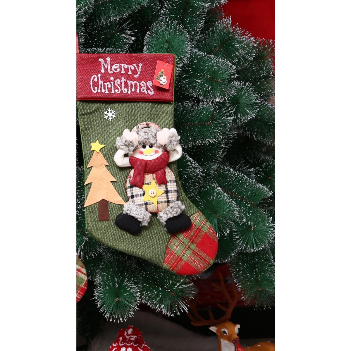 Ciorap Cadouri,Embo,cu model elf,verde, marimea 20x40 cm, textil, interior - imagine 3