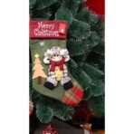 Ciorap Cadouri,Embo,cu model elf,verde, marimea 20x40 cm, textil, interior - imagine 3