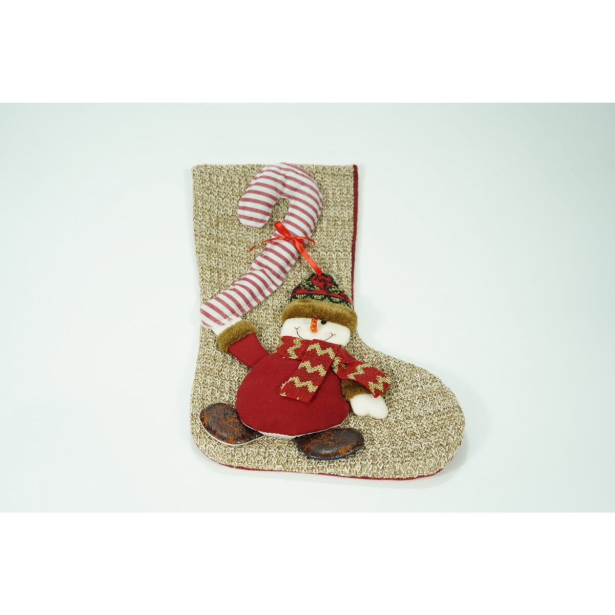 Ciorap Cadouri,Embo,cu model om de zapada,maro, marimea 20x45 cm, textil, interior - imagine 2