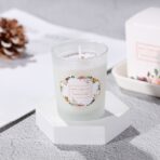 Lumanare Parfumata, Embo, Model Pahar Alb Transparent, Aroma de Frezie/Para, din Ceara de Soia, 6.2 x 5.2 cm, Alb - imagine 3