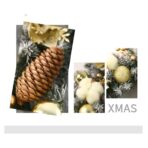 Coronita pentru Craciun Embo, 50 cm, din brad artificial, decorata cu conuri, globulete, flori, Multicolor - imagine 4