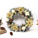 Coronita pentru Craciun Embo, 50 cm, din brad artificial, decorata cu conuri, globulete, flori, Multicolor - imagine 5