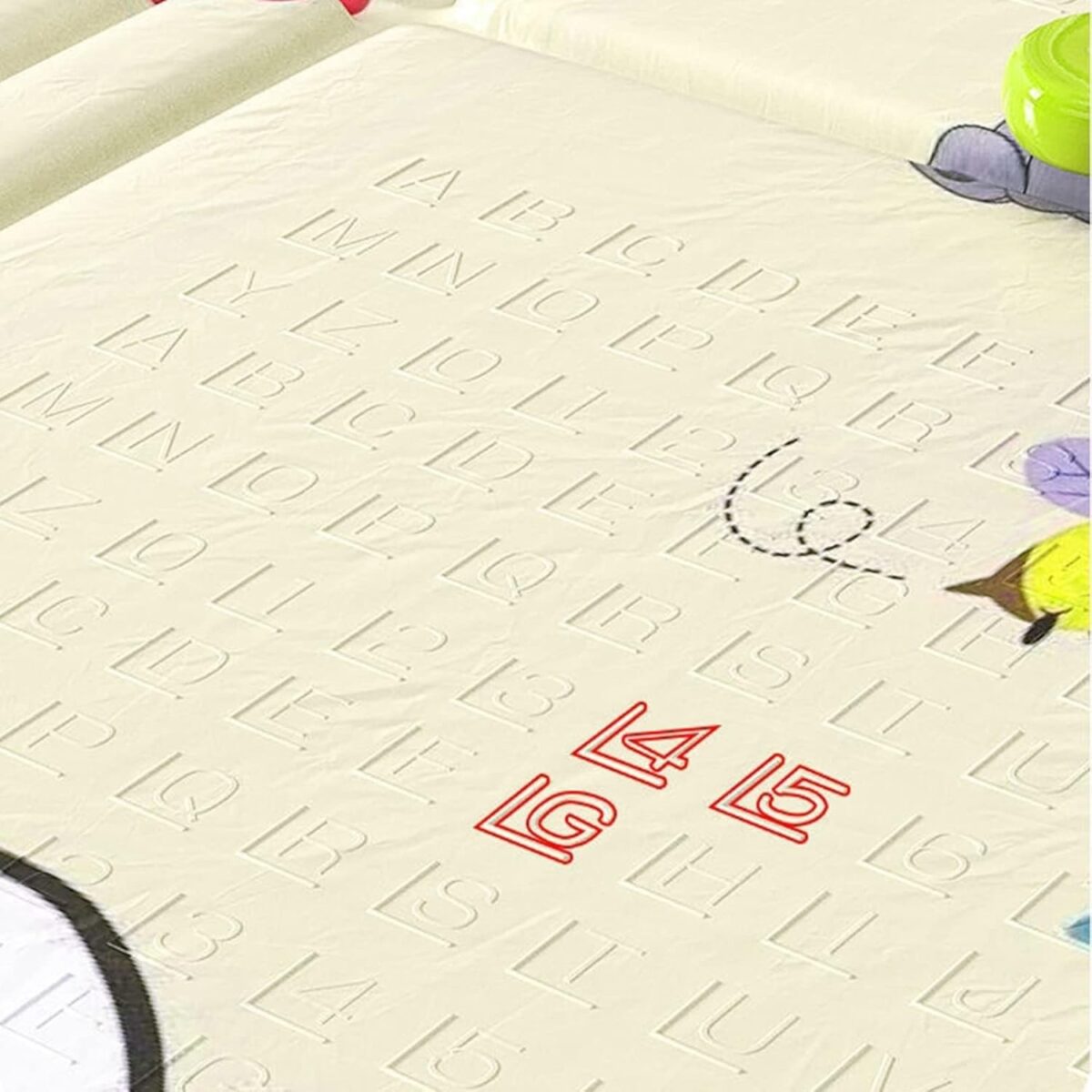 Covoras pentru Copii, Embo, cu 2 Fete, Model Casute in Copaci/Iepurasi, din XPE+PE, Impermeabil, Antiderapant, Protectie Termica, +3 Luni, Pliabil, 150 x 200 x 1.5 cm, Multicolor - imagine 6