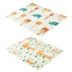 Covoras de Joaca pentru Copii Termic cu 2 Fete, Embo, Model Veverite si Elefanti, cu Spuma, Impermeabil, Antiderapant, 200cm x 180cm x 1cm