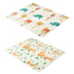 Covoras de Joaca pentru Copii Termic cu 2 Fete, Embo, Model Veverite si Elefanti, cu Spuma, Impermeabil, Antiderapant, 200cm x 180cm x 1cm