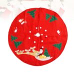 Covoras pentru bradul de Craciun Embo, lana, rosu/verde, 100 cm - imagine 5