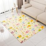 Covoras pentru Copii, Embo, cu 2 Fete, Model Animale Marine/Exotice, din XPE+PE, Impermeabil, Antiderapant, Protectie Termica, +3 Luni, Pliabil, 180 x 200 x 1.5 cm, Multicolor - imagine 4