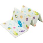 Covoras pentru Copii, Embo, cu 2 Fete, Model Animale Marine/Exotice, din XPE+PE, Impermeabil, Antiderapant, Protectie Termica, +3 Luni, Pliabil, 180 x 200 x 1.5 cm, Multicolor - imagine 7