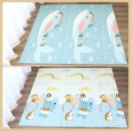 Covoras pentru Copii, Embo, cu 2 Fete, Model Balene/Iepurasi, din XPE+PE, Impermeabil, Antiderapant, Protectie Termica, +3 Luni, Pliabil, 150 x 200 x 1.5 cm, Multicolor - imagine 4