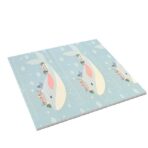 Covoras pentru Copii, Embo, cu 2 Fete, Model Balene/Iepurasi, din XPE+PE, Impermeabil, Antiderapant, Protectie Termica, +3 Luni, Pliabil, 150 x 200 x 1.5 cm, Multicolor - imagine 6