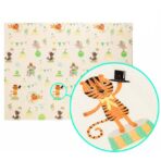 Covoras pentru Copii, Embo, cu 2 Fete, Model Caprioare/Circ, din XPE+PE, Impermeabil, Antiderapant, Protectie Termica, +3 Luni, Pliabil, 150 x 200 x 1 cm, Multicolor - imagine 2