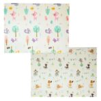 Covoras pentru Copii, Embo, cu 2 Fete, Model Caprioare/Circ, din XPE+PE, Impermeabil, Antiderapant, Protectie Termica, +3 Luni, Pliabil, 150 x 200 x 1 cm, Multicolor