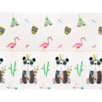 Covoras pentru Copii, Embo, cu 2 Fete, Model Caprioare/Panda, din XPE+PE, Impermeabil, Antiderapant, Protectie Termica, +3 Luni, Pliabil, 150 x 200 x 1 cm, Multicolor - imagine 2