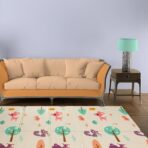 Covoras pentru Copii, Embo, cu 2 Fete, Model Caprioare/Panda, din XPE+PE, Impermeabil, Antiderapant, Protectie Termica, +3 Luni, Pliabil, 150 x 200 x 1 cm, Multicolor - imagine 4