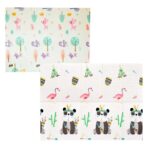 Covoras pentru Copii, Embo, cu 2 Fete, Model Caprioare/Panda, din XPE+PE, Impermeabil, Antiderapant, Protectie Termica, +3 Luni, Pliabil, 150 x 200 x 1 cm, Multicolor