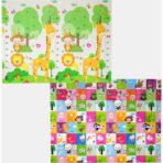 Covoras pentru Copii, Embo, cu 2 Fete, Model Safari/Animale, din XPE+PE, Impermeabil, Antiderapant, Protectie Termica, +3 Luni, Pliabil, 150 x 200 x 1 cm, Multicolor - imagine 2