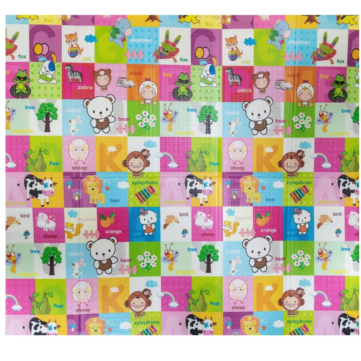 Covoras pentru Copii, Embo, cu 2 Fete, Model Safari/Animale, din XPE+PE, Impermeabil, Antiderapant, Protectie Termica, +3 Luni, Pliabil, 150 x 200 x 1 cm, Multicolor - imagine 5