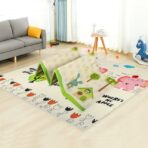 Covoras pentru Copii, Embo, cu 2 Fete, Model Elefantei/Padure, din XPE+PE, Impermeabil, Antiderapant, Protectie Termica, +3 Luni, Pliabil, 180 x 200 x 1.5 cm, Multicolor - imagine 2
