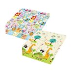 Covoras pentru Copii, Embo, cu 2 Fete, Model Litere/Girafe, din XPE+PE, Impermeabil, Antiderapant, Protectie Termica, +3 Luni, Pliabil, 180 x 200 x 1 cm, Multicolor - imagine 3