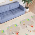 Covoras pentru Copii, Embo, cu 2 Fete, Model Maimute/Indieni, din XPE+PE, Impermeabil, Antiderapant, Protectie Termica, +3 Luni, Pliabil, 150 x 200 x 1 cm, Multicolor - imagine 2