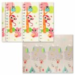 Covoras pentru Copii, Embo, cu 2 Fete, Model Maimute/Indieni, din XPE+PE, Impermeabil, Antiderapant, Protectie Termica, +3 Luni, Pliabil, 150 x 200 x 1 cm, Multicolor